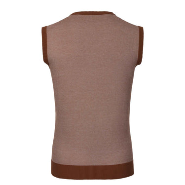 Piacenza Cashmere All - Over Monogram V - Neck Cotton Gilet in Brown - SARTALE