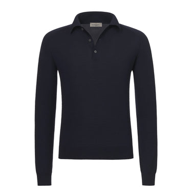 Piacenza Cashmere Virgin Wool Polo Shirt in Indigo Black - SARTALE
