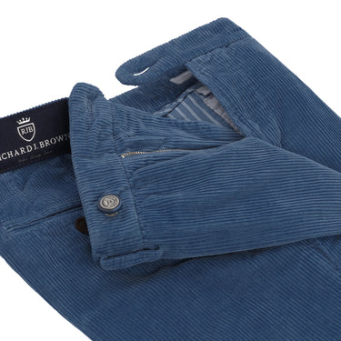 Richard J. Brown Slim - Fit Corduroy Cotton Trousers in Blue - SARTALE