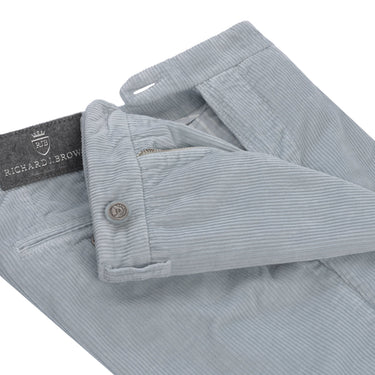 Richard J. Brown Slim - Fit Corduroy Cotton Trousers in Polar Soft Blue - SARTALE