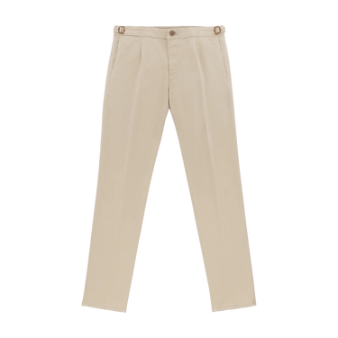 Richard J. Brown Slim - Fit Stretch - Cotton Trousers with Buckle Waist Adjusters in Cream - SARTALE