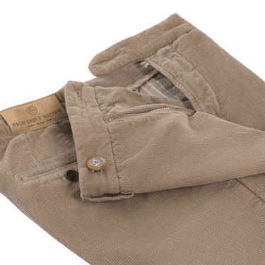 Richard J. Brown Slim - Fit Stretch - Cotton Velvet Trousers in Camel Brown - SARTALE