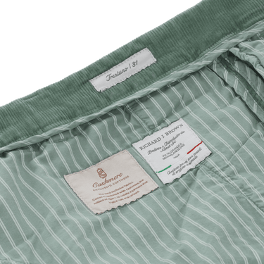 Richard J. Brown Slim - Fit Stretch - Cotton Velvet Trousers in Green - SARTALE