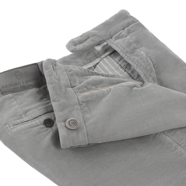 Richard J. Brown Slim - Fit Stretch - Cotton Velvet Trousers in Grey - SARTALE