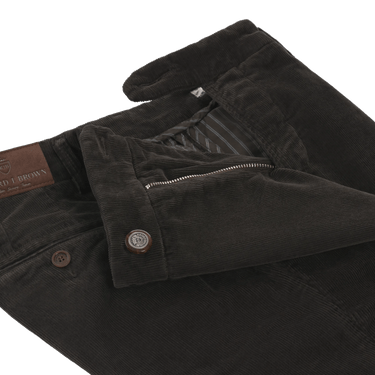 Richard J. Brown Slim - Fit Stretch - Cotton Velvet Trousers in Greyish Brown - SARTALE