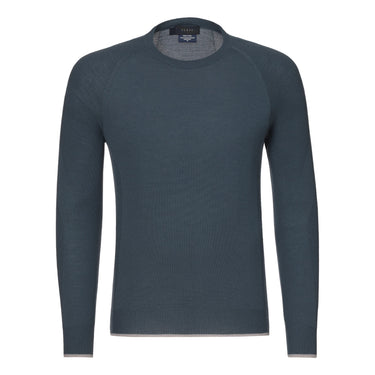Sease Virgin Wool Crew - Neck Sweater in Peacock Blue - SARTALE