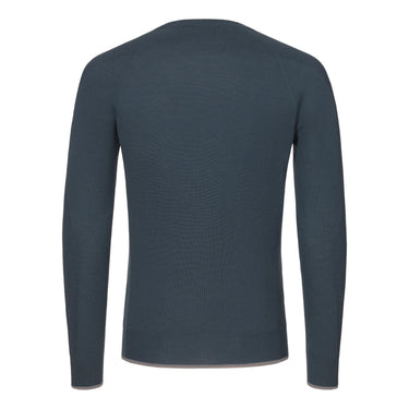 Sease Virgin Wool Crew - Neck Sweater in Peacock Blue - SARTALE