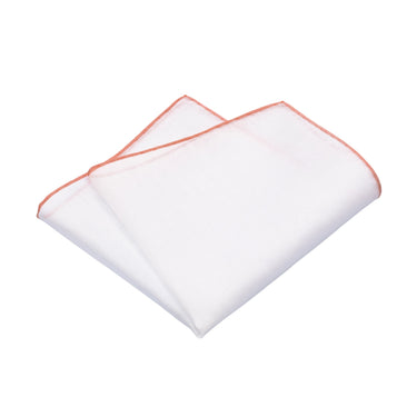 Simonnot Godard Cotton - Linen Pocket Square in White and Orange - SARTALE