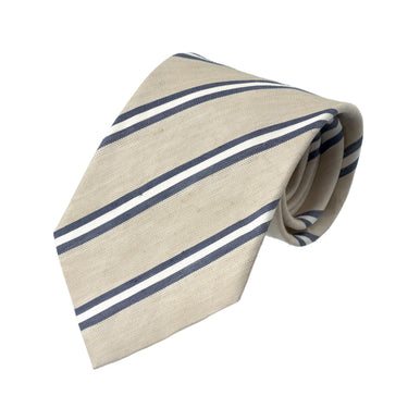 Striped Silk Tie in Beige