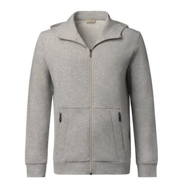 Zimmerli Cotton Zip-Up Hoodie in Light Grey - SARTALE