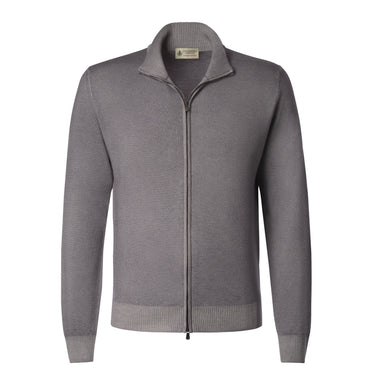 Luigi Borrelli Virgin Wool Zip-Up Bomber Sweater in Grey - SARTALE