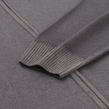 Luigi Borrelli Virgin Wool Zip-Up Bomber Sweater in Grey - SARTALE