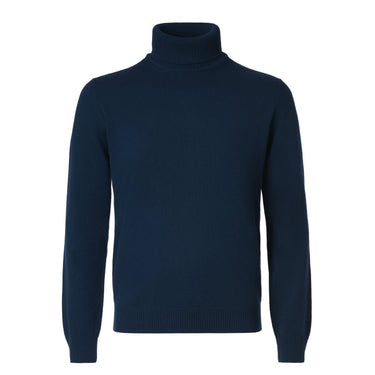Luigi Borrelli Turtleneck Virgin Wool and Cashmere-Blend Sweater in Navy Blue - SARTALE