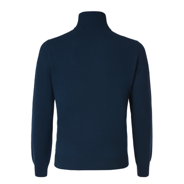 Luigi Borrelli Turtleneck Virgin Wool and Cashmere-Blend Sweater in Navy Blue - SARTALE