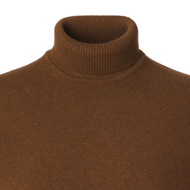 Luigi Borrelli Turtleneck Virgin Wool and Cashmere-Blend Sweater in Brown - SARTALE