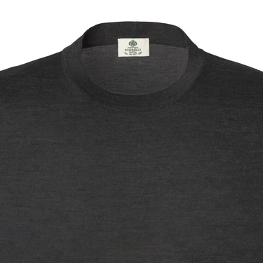 Luigi Borrelli Crew-Neck Virgin Wool, Silk and Cashmere-Blend Sweater in Dark Grey - SARTALE