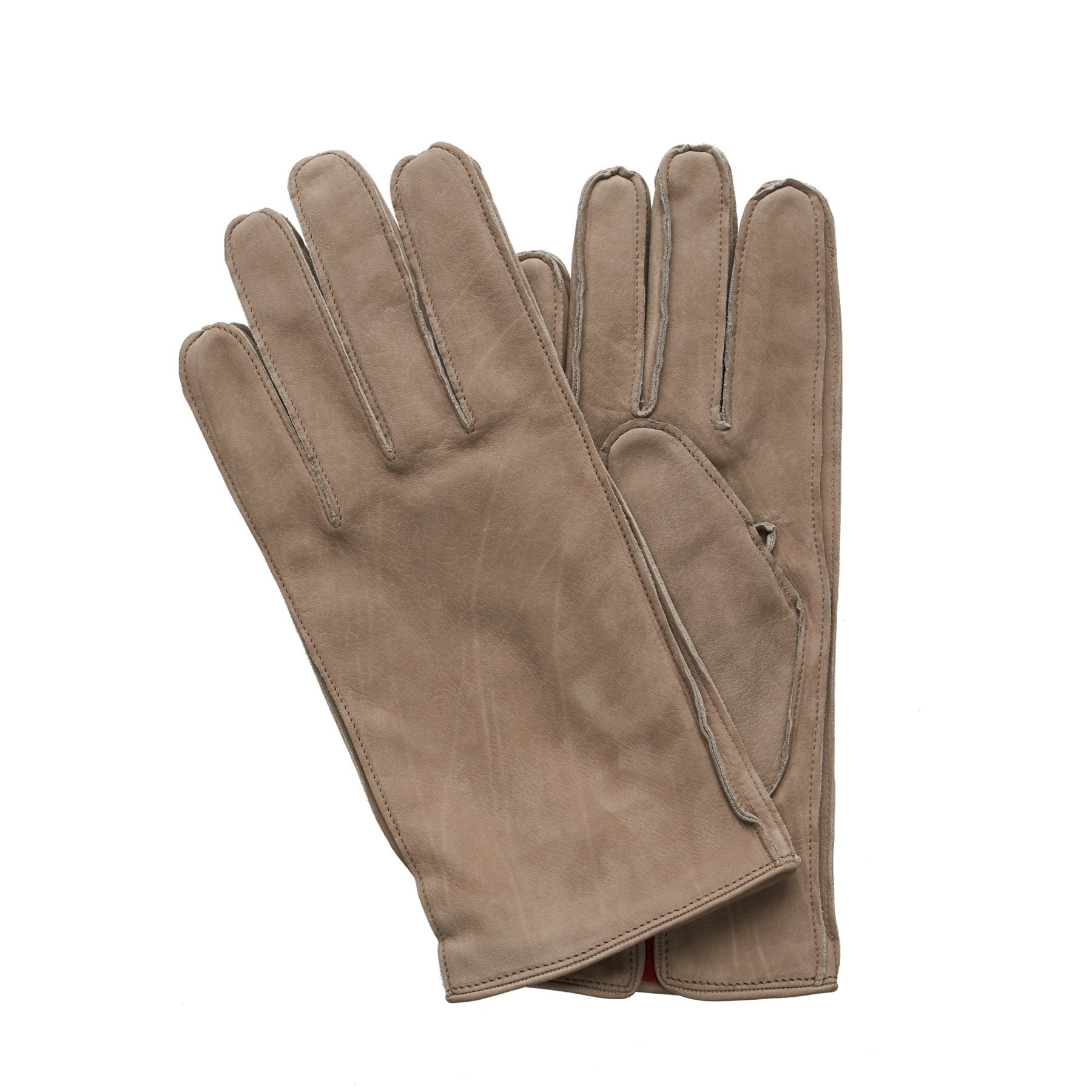 Suede Gloves with Cashmere and Silk-Blend Lining in Taupe