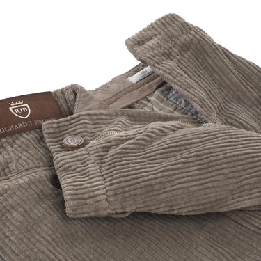 Richard J. Brown Slim-Fit Stretch-Cotton Velvet Trousers in Taupe - SARTALE