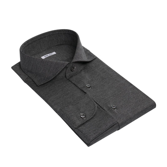 Fray Stretch-Virgin Wool and Silk-Blend Shirt Grey - SARTALE