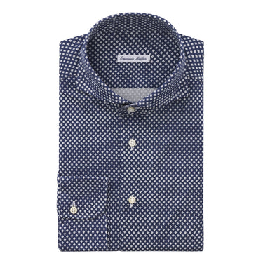 Emanuele Maffeis Jersey-Cotton Dark Blue Shirt with Flower Print - SARTALE