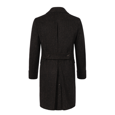 De Petrillo Double-Breasted Herringbone Wool and Alpaca-Blend Coat in Dark Brown. Exclusively Made for Sartale - SARTALE