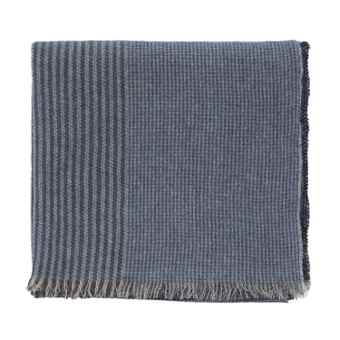 Bontoni Fringed Houndstooth Cashmere Scarf in Blue - SARTALE
