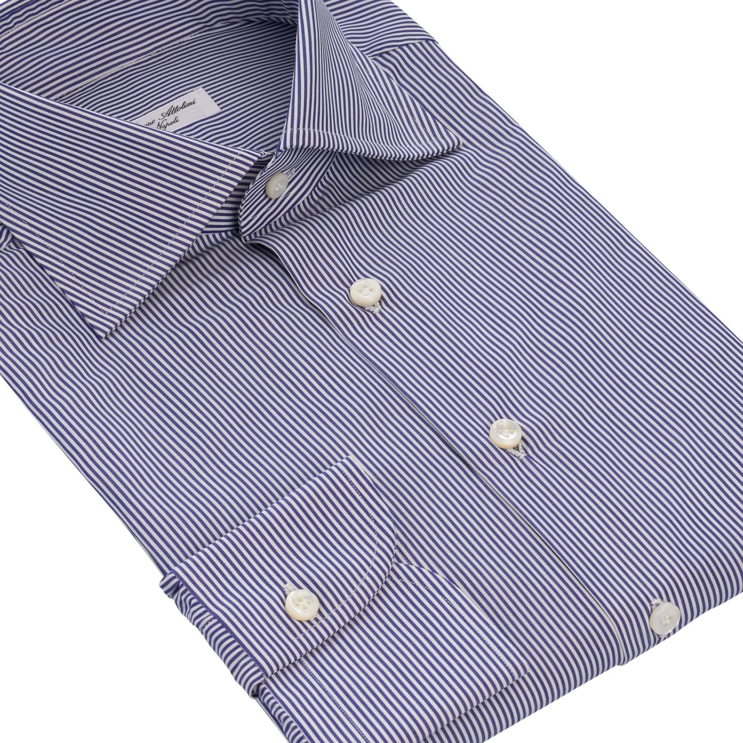 Cesare Attolini Tailored-Fit Fine Striped Cotton Shirt in Blue - SARTALE