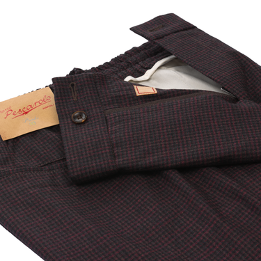 Marco Pescarolo Slim-Fit Stretch-Virgin Wool Checked Trousers in Dark Brown - SARTALE