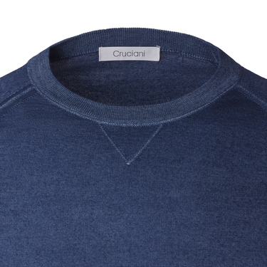 Cruciani Crew-Neck Wool Sweater in Blue - SARTALE