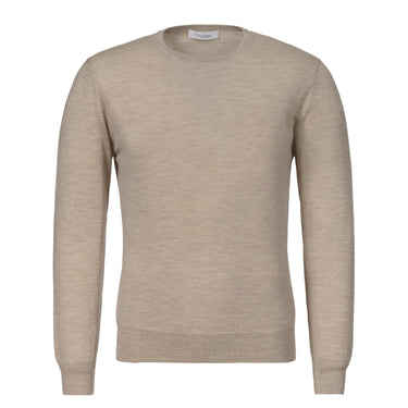 Cruciani Crew-Neck Super Soft Wool Sweater in Beige - SARTALE