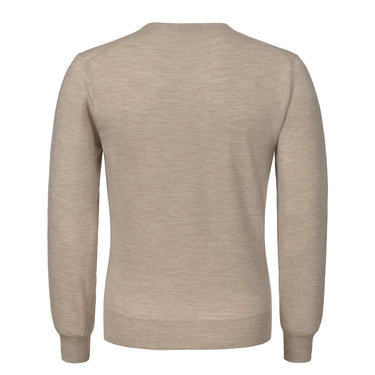 Cruciani Crew-Neck Super Soft Wool Sweater in Beige - SARTALE