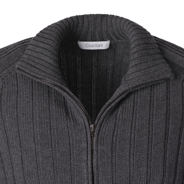 Cruciani Zip-Up Wool Sweater in Grey - SARTALE