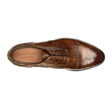 Bontoni "Cipriani" Five-Eyelet Crocodile Oxford with Hand-Stitched Cap Toe - SARTALE