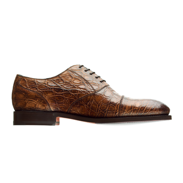 Bontoni "Cipriani" Five-Eyelet Crocodile Oxford with Hand-Stitched Cap Toe - SARTALE