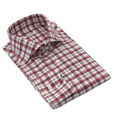 Fray Checked Cotton Shirt in Red - SARTALE
