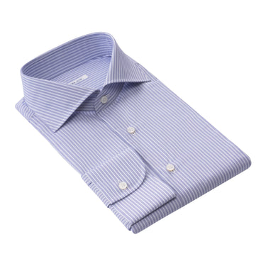 Fray Pinstriped Cotton Shirt in Blue and White - SARTALE