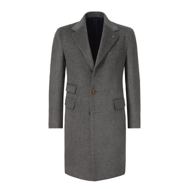 De Petrillo Single-Breasted Wool and Cashmere-Blend Cappotti Coat in Grey. Exclusively Made for Sartale - SARTALE