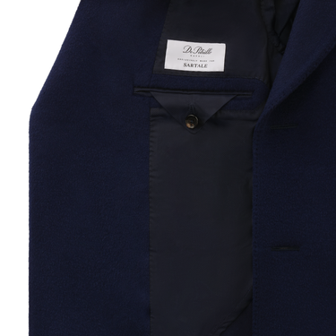 De Petrillo Single-Breasted Wool and Cashmere-Blend Cappotti Coat in Blue. Exclusively Made for Sartale - SARTALE