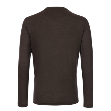 Marco Pescarolo Crew-Neck Cashmere Long Sleeve T-Shirt in Dark Brown - SARTALE