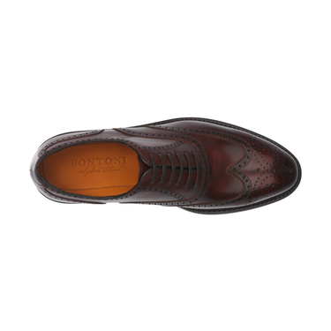 Bontoni «Libertino» Six-Eyelet Oxford Shoes with Perforated Details and Medallion in Marrone Brown - SARTALE