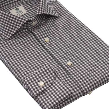 Luigi Borrelli Twill-Cotton Checked Shirt in Brown - SARTALE