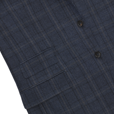 De Petrillo Single-Breasted Glencheck Virgin Wool Suit in Blue. Exclusively Made for Sartale - SARTALE
