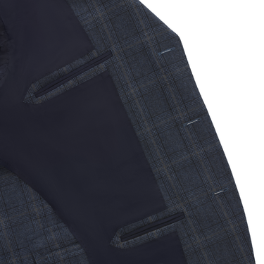 De Petrillo Single-Breasted Glencheck Virgin Wool Suit in Blue. Exclusively Made for Sartale - SARTALE