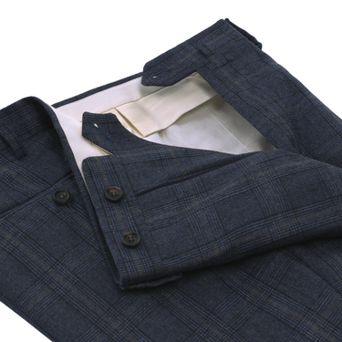 De Petrillo Single-Breasted Glencheck Virgin Wool Suit in Blue. Exclusively Made for Sartale - SARTALE