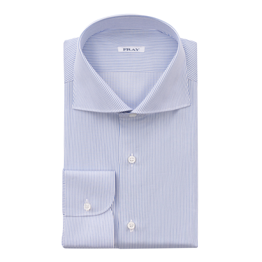 Fray Striped Cotton Shirt in White and Light Blue - SARTALE
