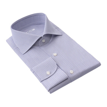 Fray Striped Cotton Shirt in White and Blue - SARTALE