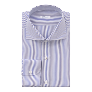 Fray Striped Cotton Shirt in White and Blue - SARTALE