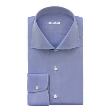 Fray Houndstooth Cotton Shirt in Blue - SARTALE