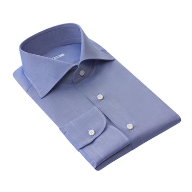 Fray Houndstooth Cotton Shirt in Blue - SARTALE
