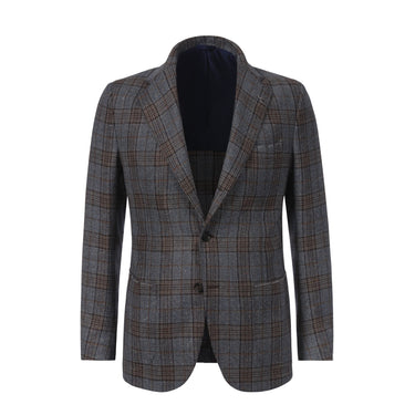 De Petrillo Single-Breasted Glencheck Wool and Silk-Blend Jacket in Light Blue. Exclusively Made for Sartale - SARTALE